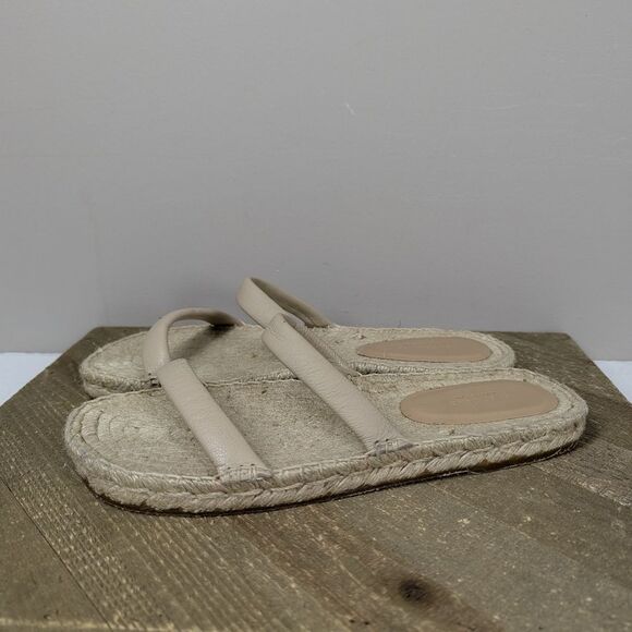 Everlane Leather Espadrille Sandals Size 8 New Flat Jute Sole Beige Minimalist S - Picture 8 of 8